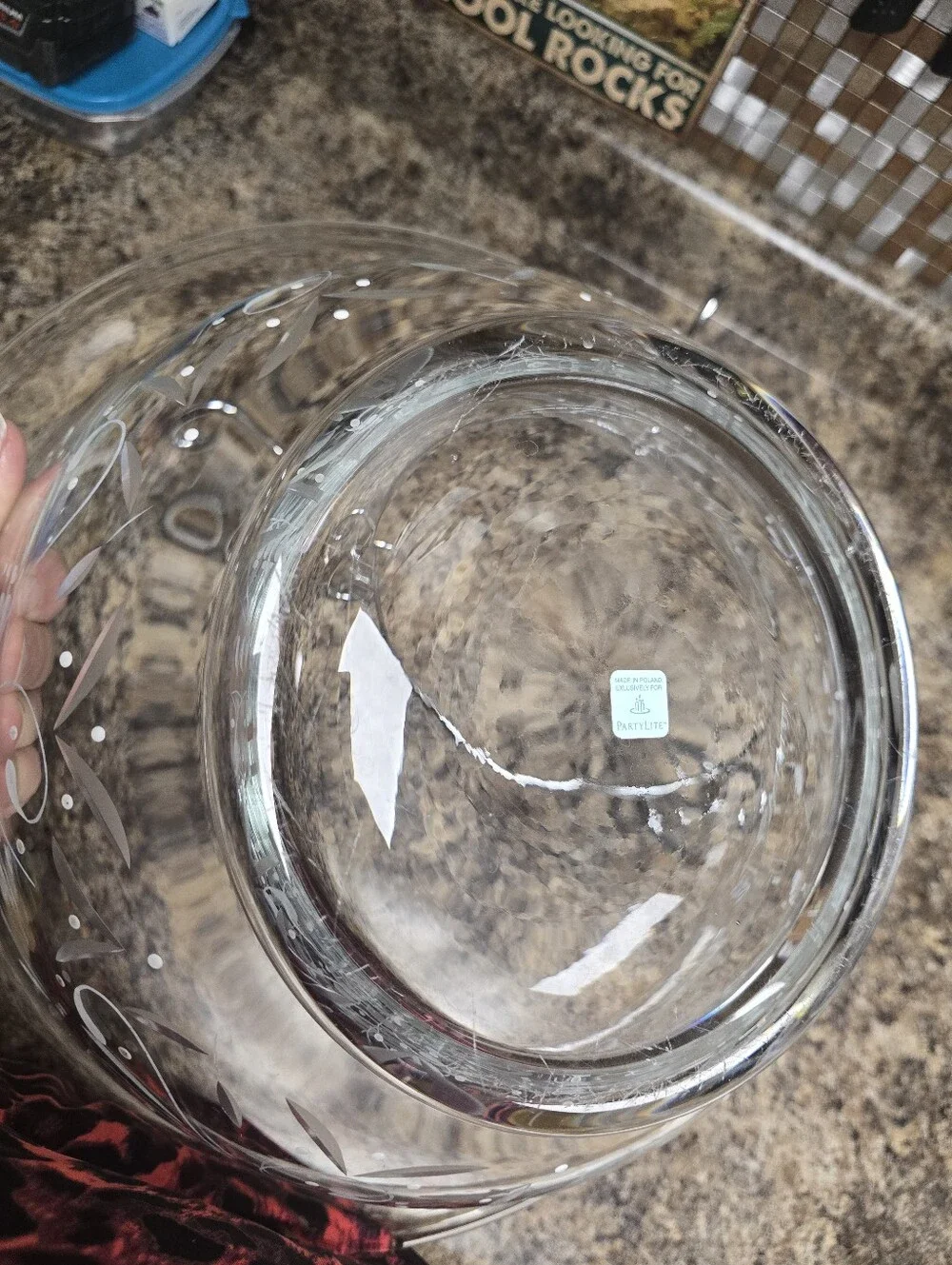 Clear Glass Serving Bowl with Silver Stand - Elegant Swirl Design